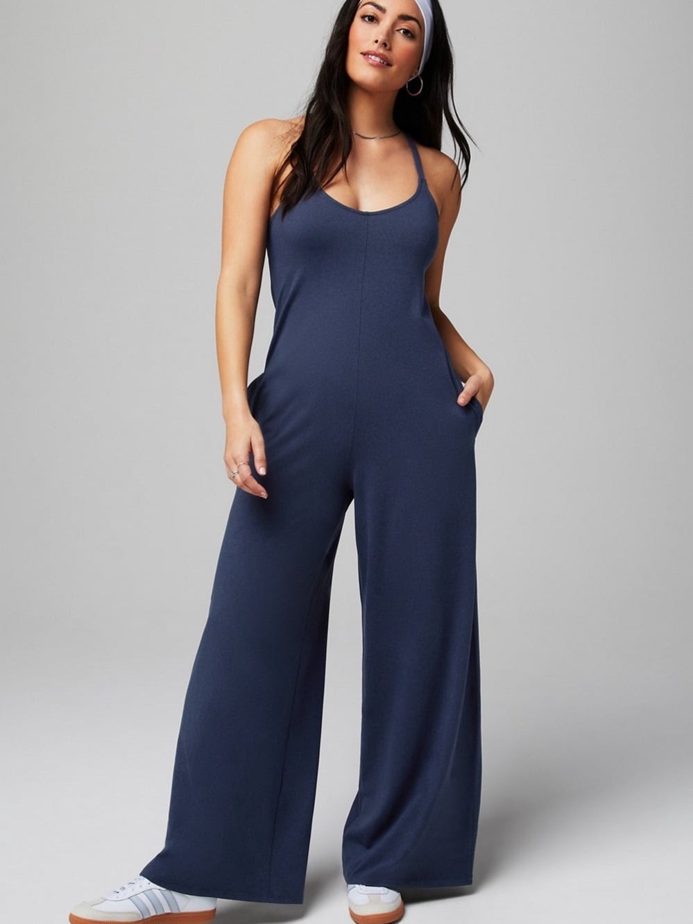 Fabletics Navy Wide-Leg Tank Jumpsuit